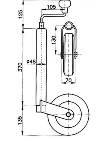NOKKAPYÖRÄ 150KG PELTIVANNE - Peräkärry Nokkapyörät - 09002 - 3